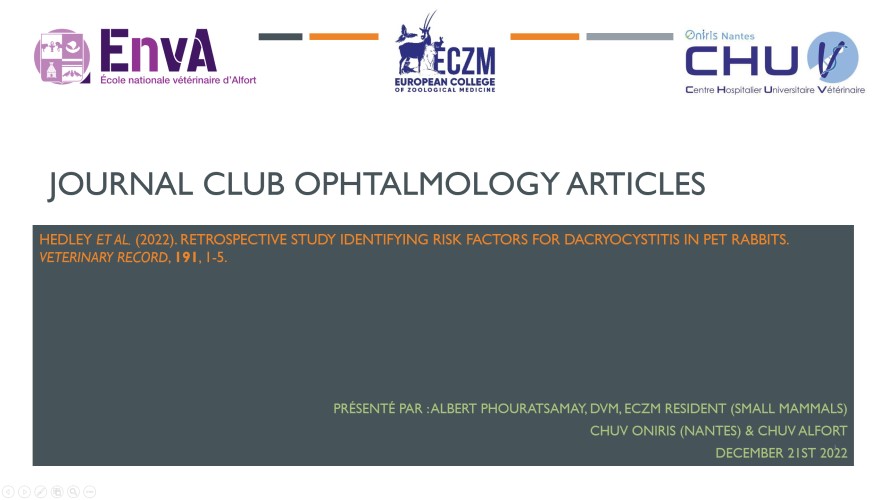 Retrospective study identifying risk factors for dacryocystitis in pet rabbits – Dr Albert PHOURATSAMAY