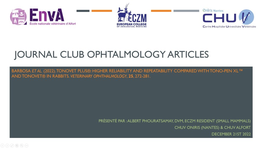 TonoVet Plus®: Higher reliability and repeatability compared with Tono-Pen XL™ and TonoVet® in rabbits – Dr Albert PHOURATSAMAY
